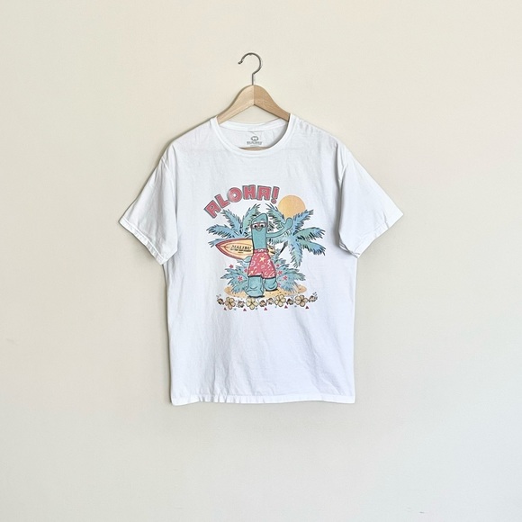 Gumby Aloha! Surf Beach Palm Graphic White T Shirt Adult size Medium - Picture 1 of 6
